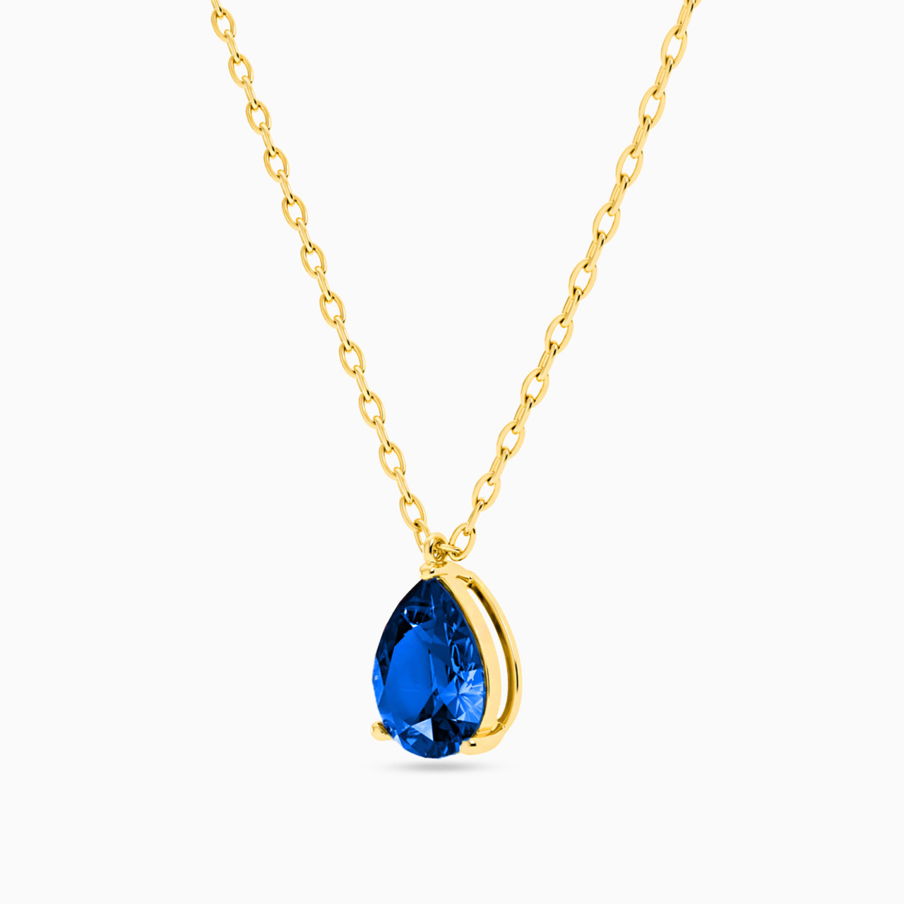 Pear Blue Stone Necklace In 18K Gold - 2 Pear Blue Stone Necklace In 18K Gold - 2