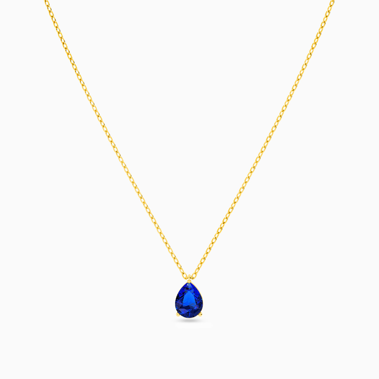Pear Blue Stone Necklace In 18K Gold - 3 Pear Blue Stone Necklace In 18K Gold - 3
