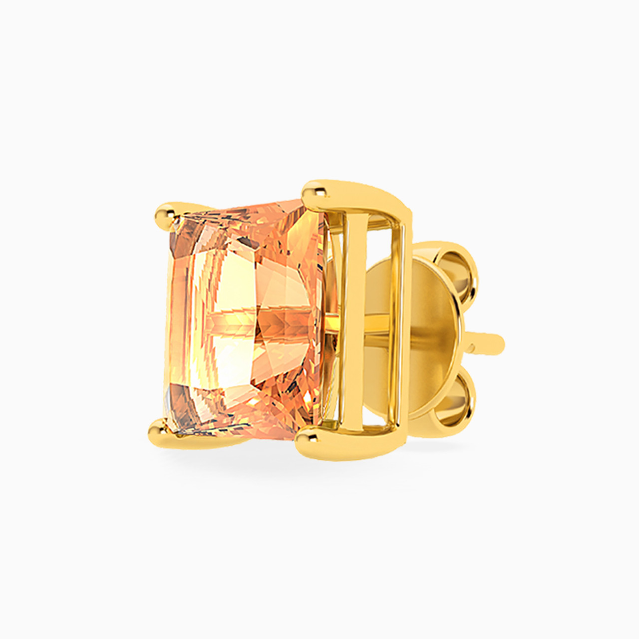 Square Colored Stones Stud Earrings in 18K Gold - 3 Square Colored Stones Stud Earrings in 18K Gold - 3