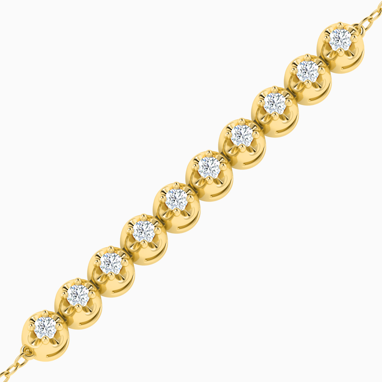 ポメ♡14kgf Circle Diamonds Chain Bracelet in 18K Gold | Miss L' Egypt
