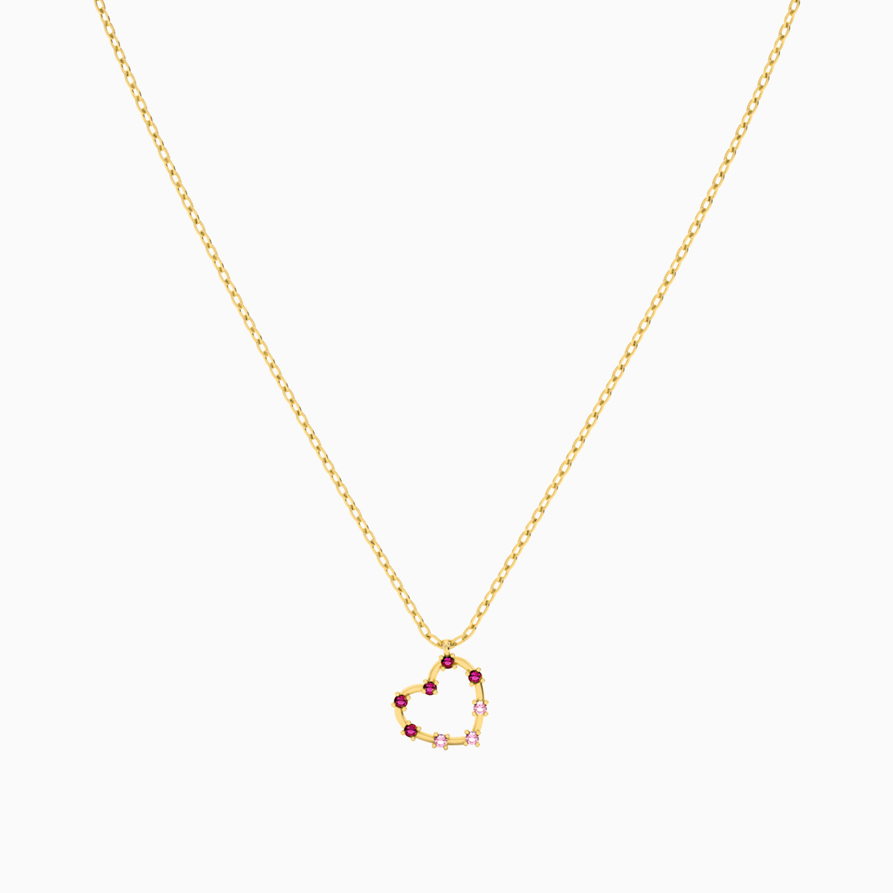 Heart Rose Stone Necklace In 18K Gold - 3 Heart Rose Stone Necklace In 18K Gold - 3