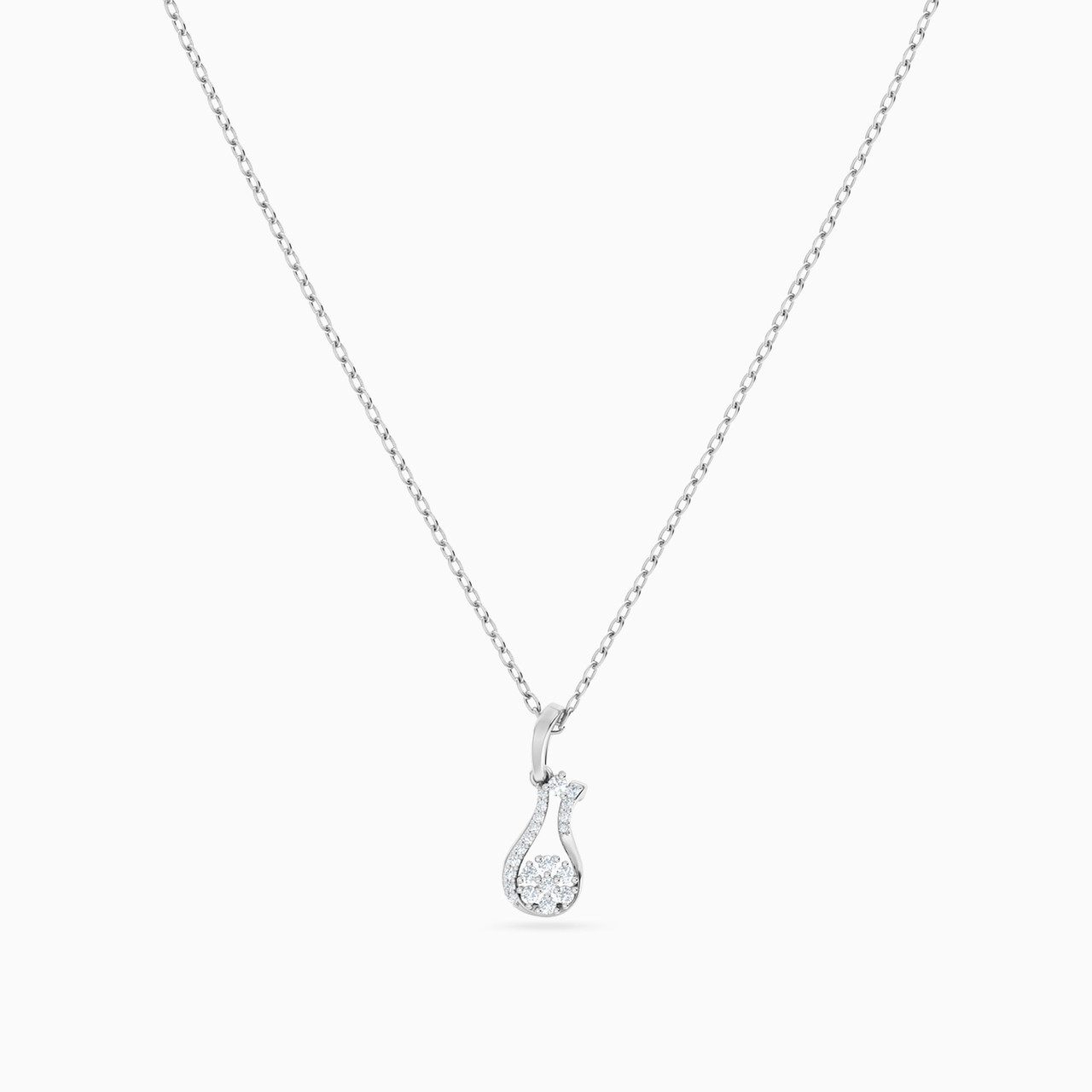 Pear Diamond Necklace in 18K Gold - 3 Pear Diamond Necklace in 18K Gold - 3