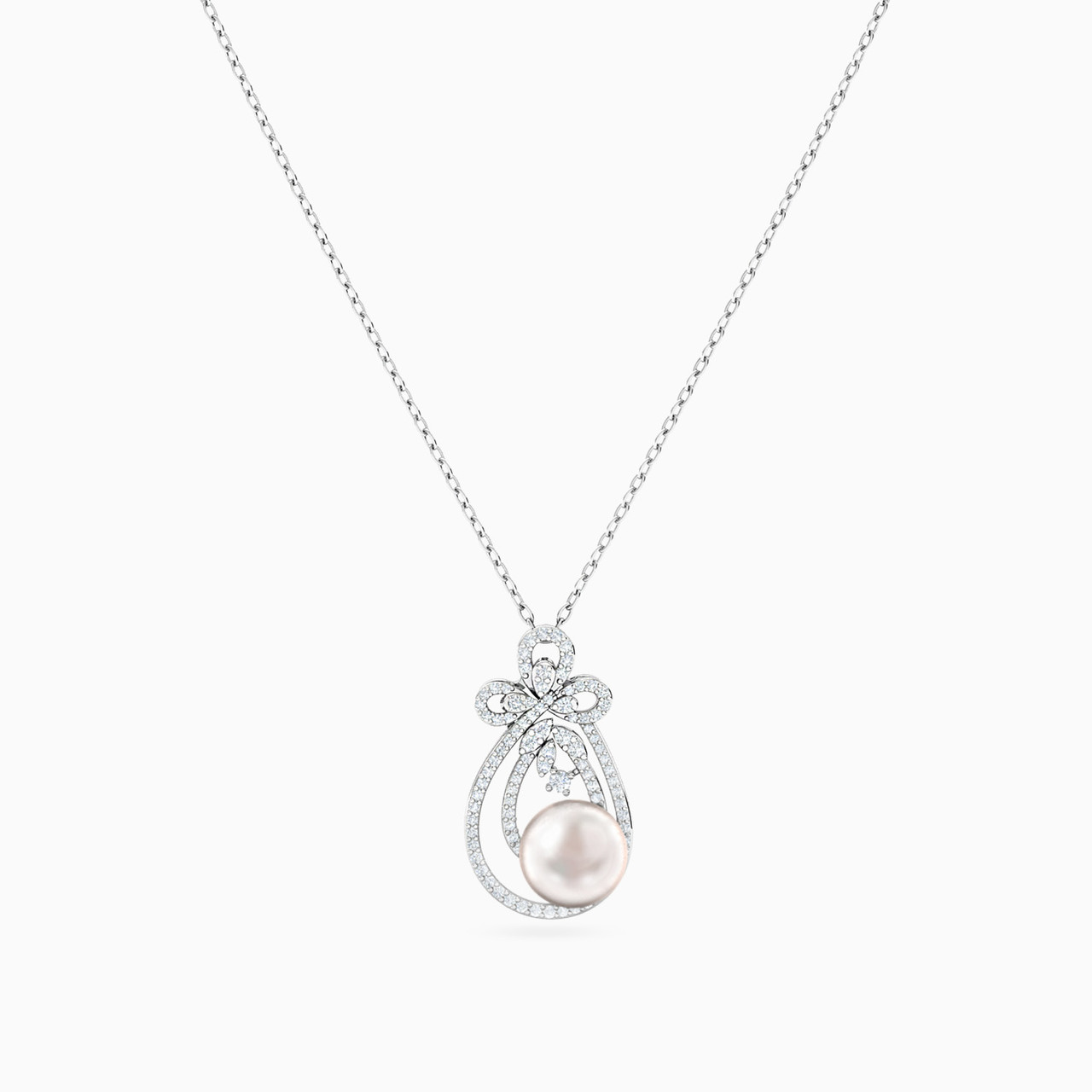 Pear Diamond & Pearl Necklace in 18K Gold - 3 Pear Diamond & Pearl Necklace in 18K Gold - 3