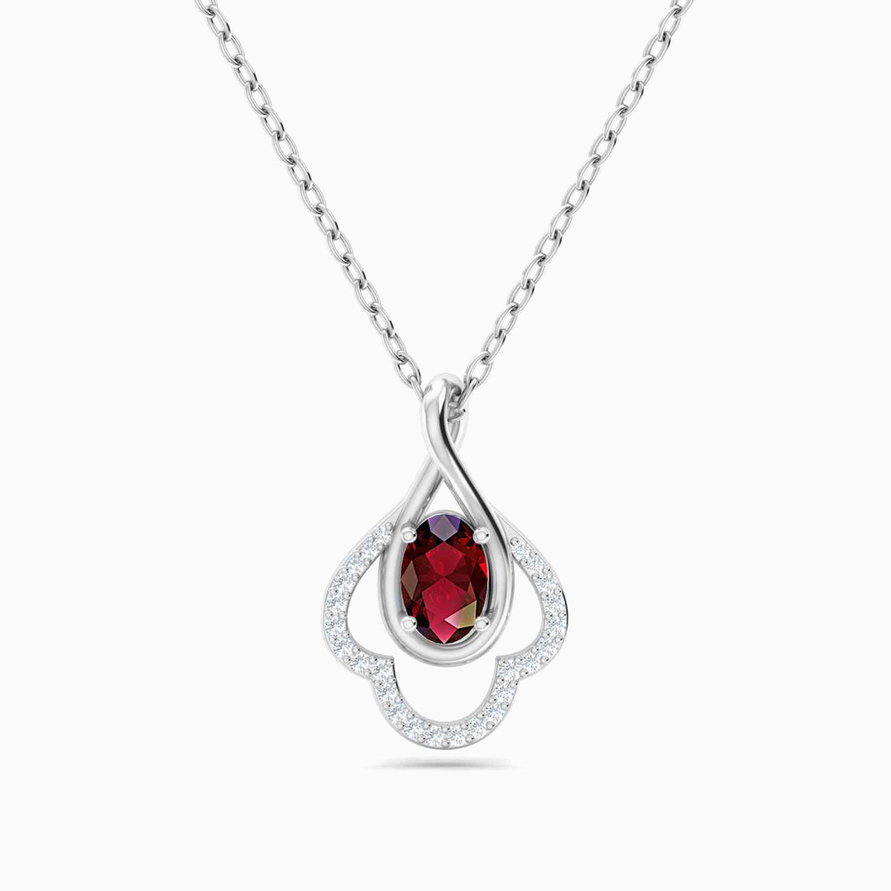 Flower Diamond & Red Stone Necklace in 18K Gold Flower Diamond & Red Stone Necklace in 18K Gold