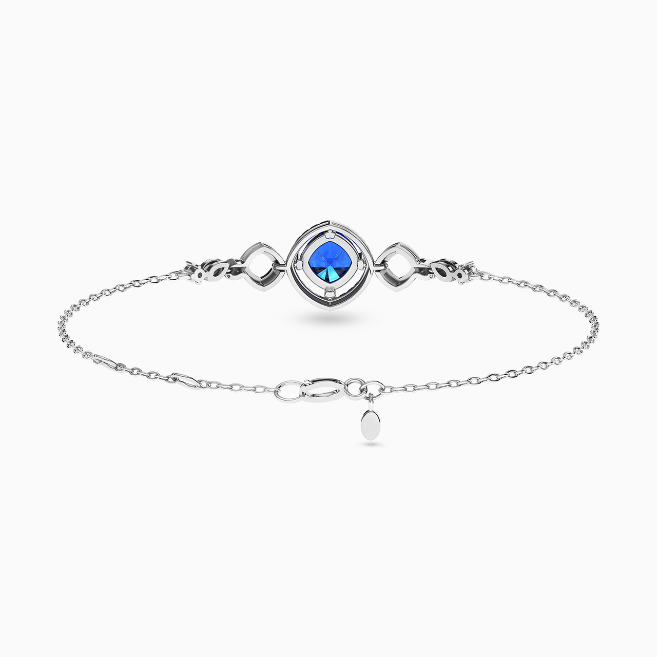 Circle Diamond & Blue Stone Chain Bracelet in 18K Gold | L