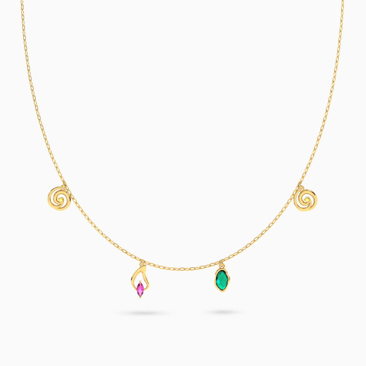 سلسلة تشوكر ذهب عيار 14 قيراط مزينة بأحجار ملونة سلسلة تشوكر ذهب عيار 14 قيراط مزينة بأحجار ملونة