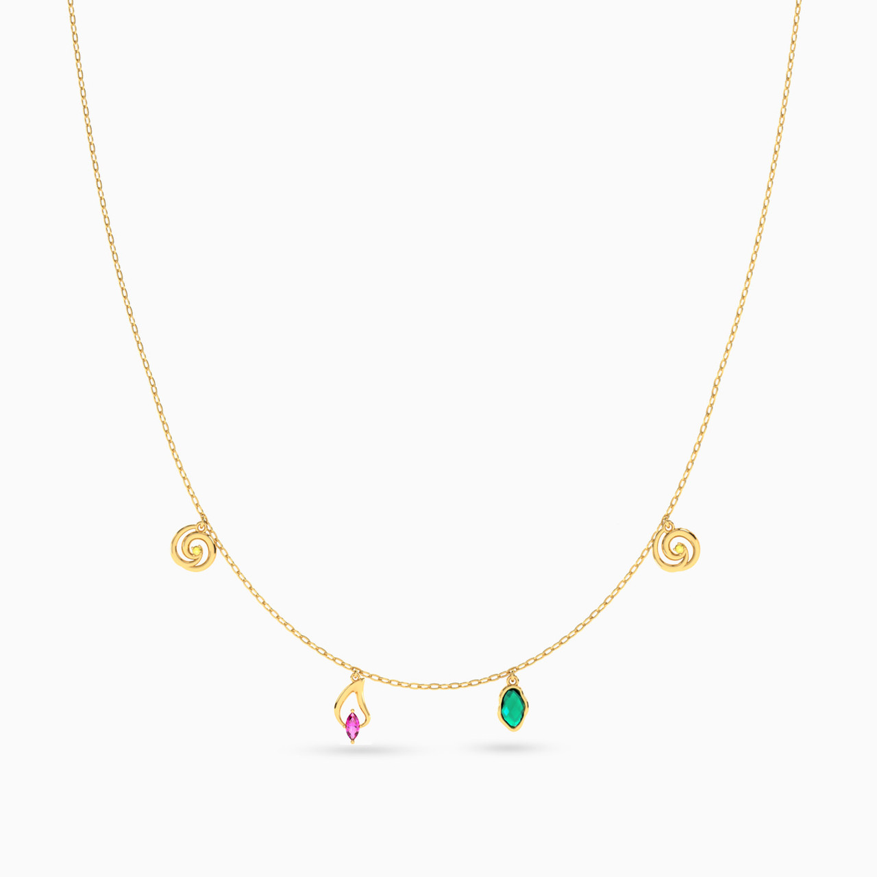 سلسلة تشوكر ذهب عيار 14 قيراط مزينة بأحجار ملونة - 3 سلسلة تشوكر ذهب عيار 14 قيراط مزينة بأحجار ملونة - 3