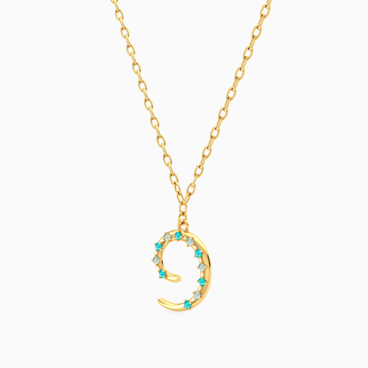 Swirl Green Stones Necklace In 14K Gold - 2 Swirl Green Stones Necklace In 14K Gold - 2
