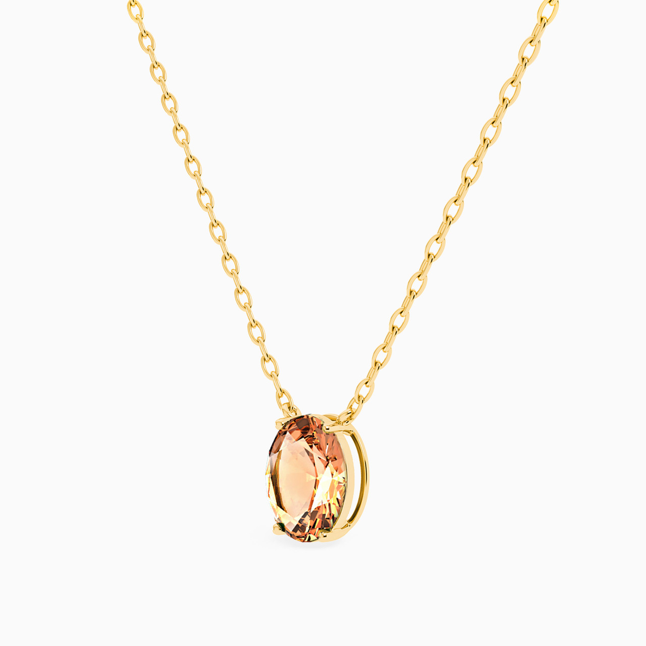 Oval Orange Stone Necklace In 18K Gold - 2 Oval Orange Stone Necklace In 18K Gold - 2