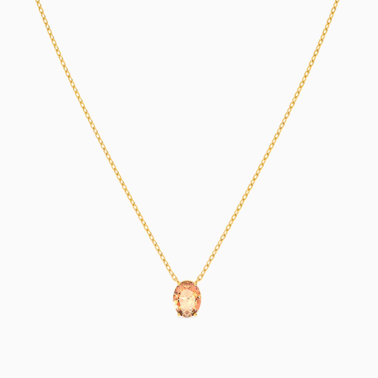 Oval Orange Stone Necklace In 18K Gold - 3 Oval Orange Stone Necklace In 18K Gold - 3
