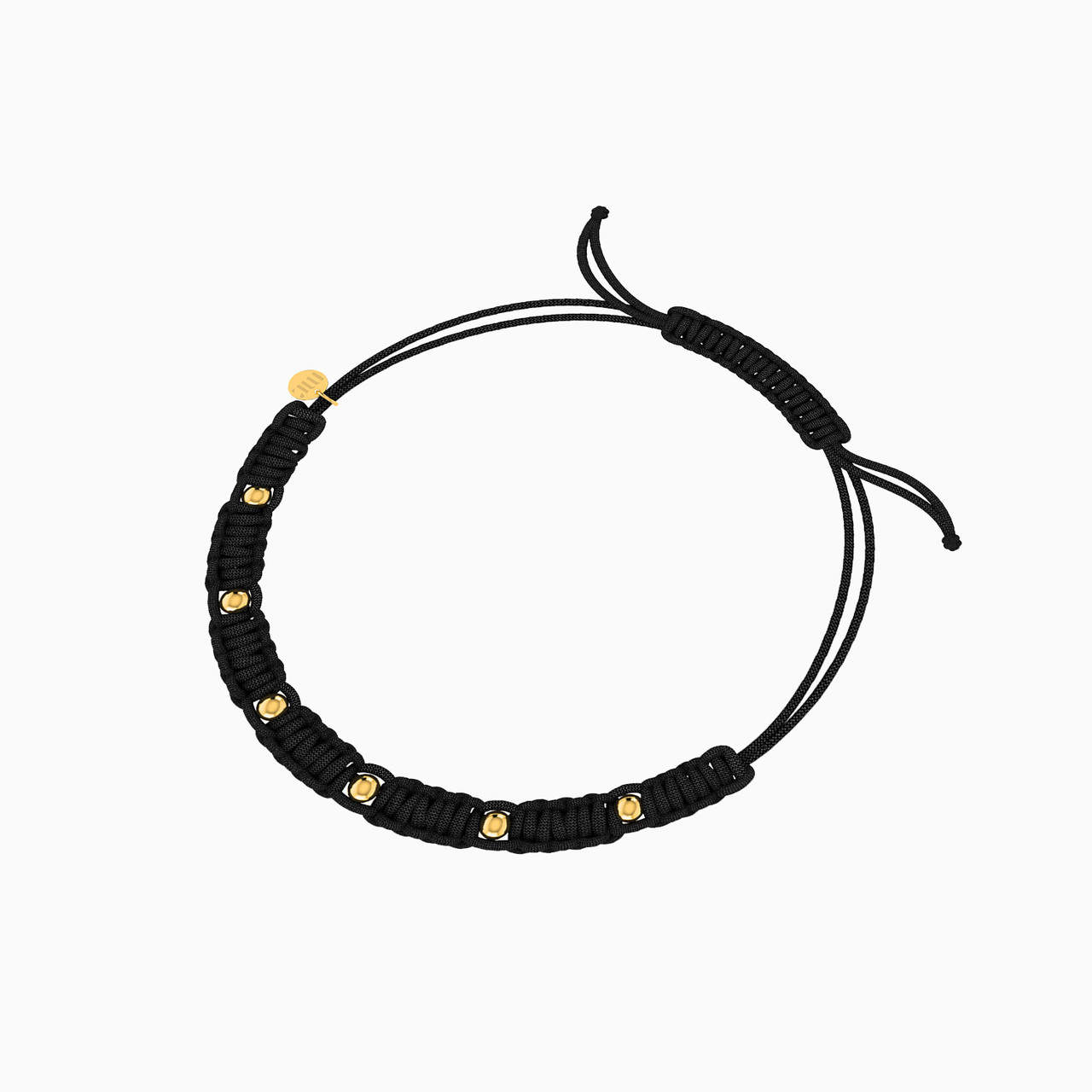 Cord Bracelet With Gold Beads in 18K Gold - 2 Cord Bracelet With Gold Beads in 18K Gold - 2