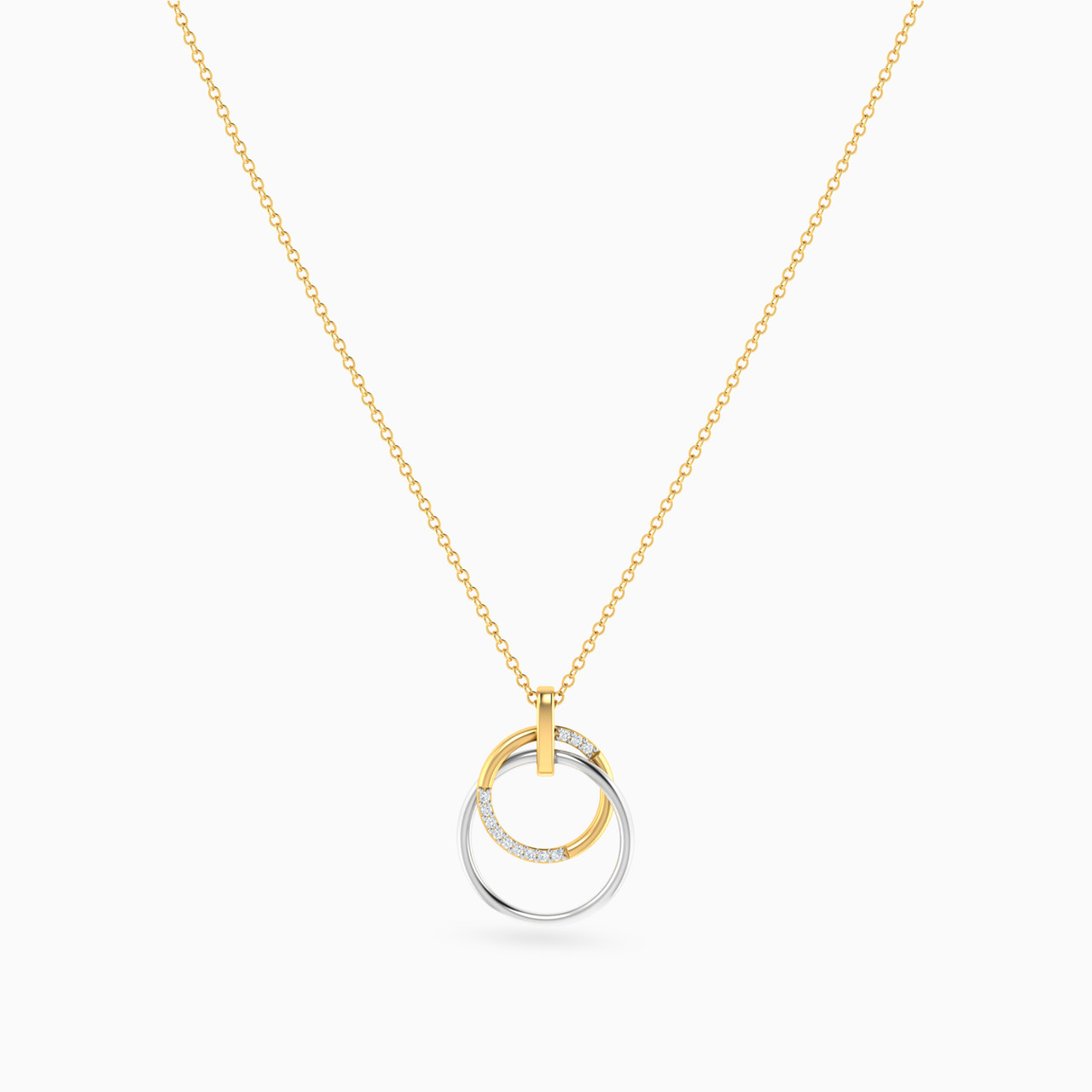 Circle Diamonds Necklace In 18K Gold - 3 Circle Diamonds Necklace In 18K Gold - 3