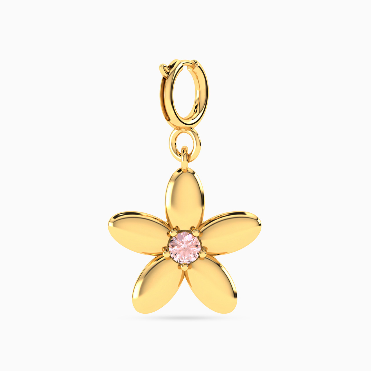 Flower Shaped Rose Stone Charm in 14K Gold Flower Shaped Rose Stone Charm in 14K Gold