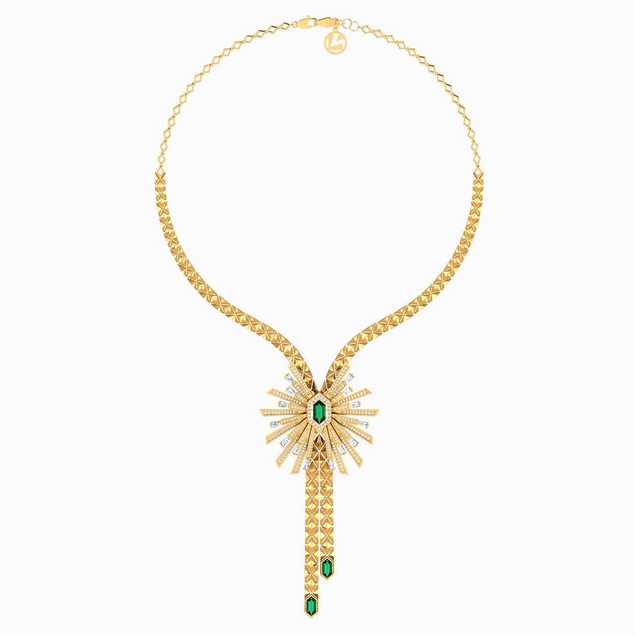 Multi Shaped Green Stone Jewelry Set in 18K Gold (3 Pieces) - 2 Multi Shaped Green Stone Jewelry Set in 18K Gold (3 Pieces) - 2