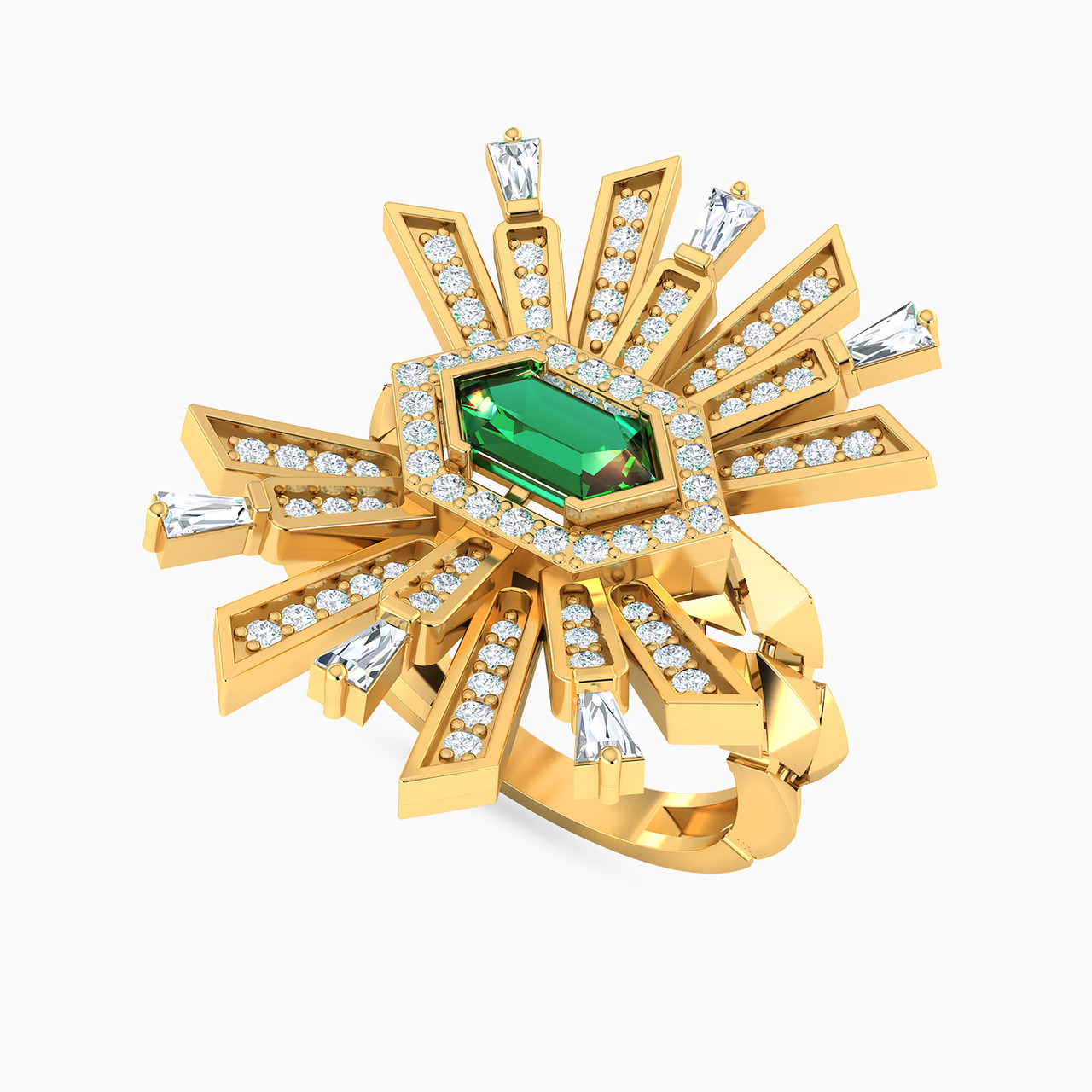 Multi Shaped Green Stone Jewelry Set in 18K Gold (3 Pieces) - 4 Multi Shaped Green Stone Jewelry Set in 18K Gold (3 Pieces) - 4