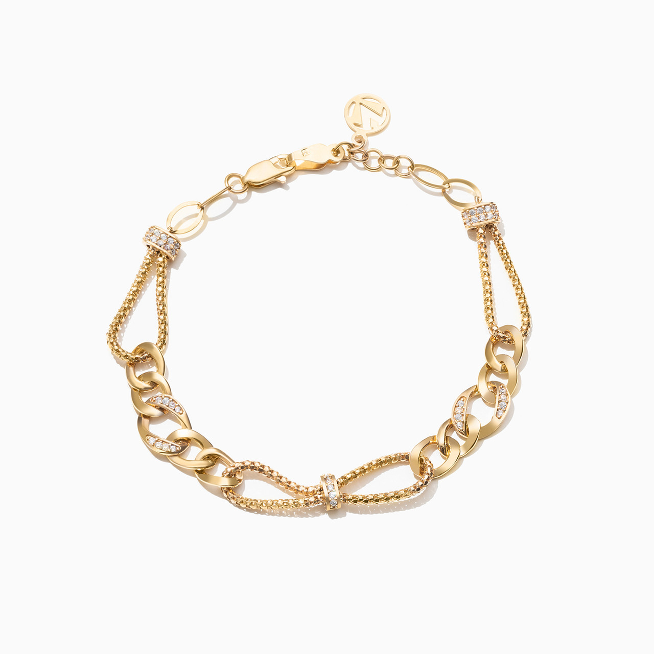 Links Cubic Zirconia Chain Bracelet in 21K Gold | L'azurde Egypt