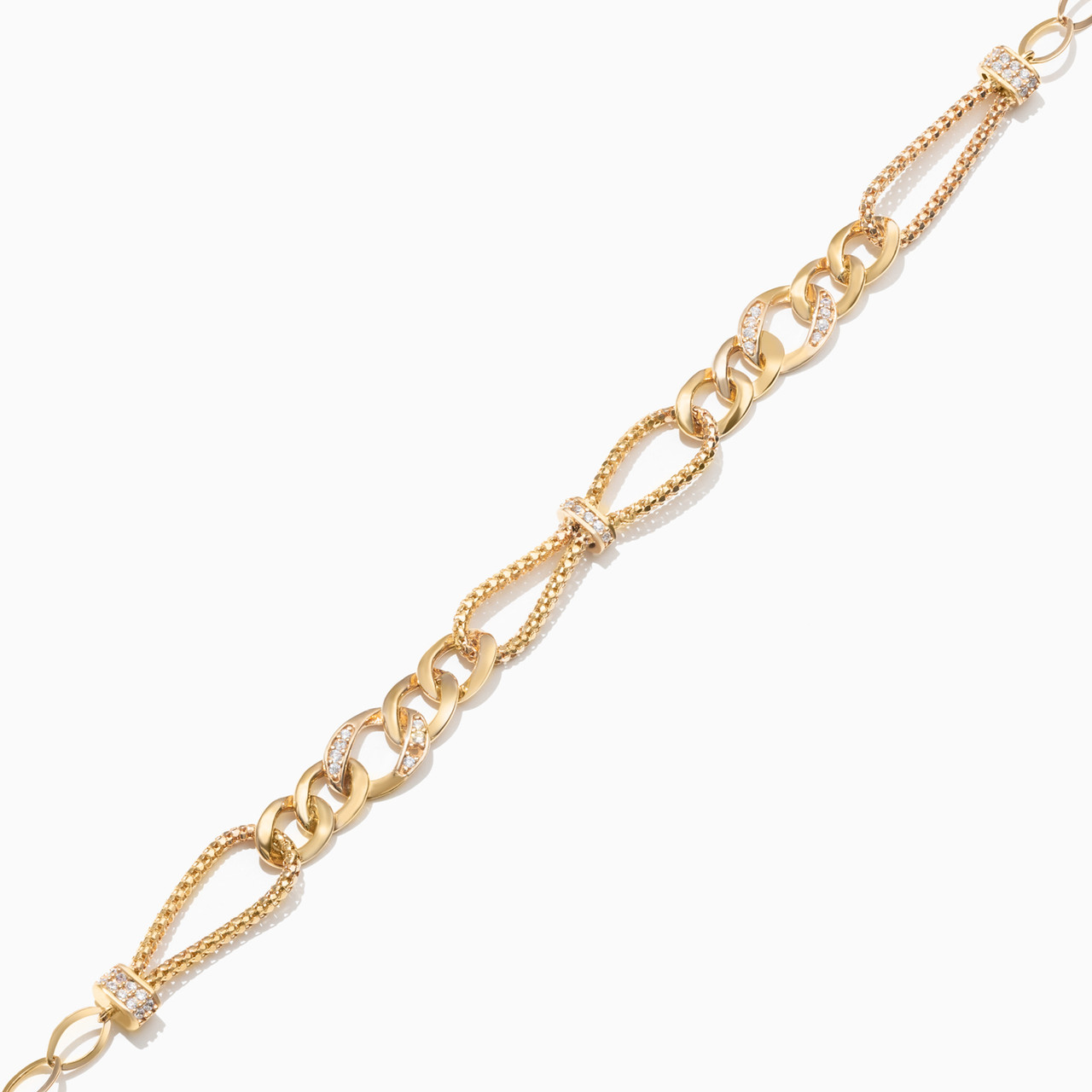 Links Cubic Zirconia Chain Bracelet in 21K Gold | L'azurde Egypt