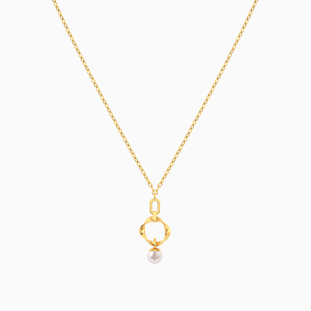 Curved Circle Pearl Necklace in 18K Gold - 3 Curved Circle Pearl Necklace in 18K Gold - 3