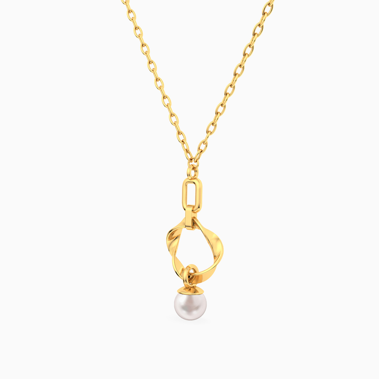 Curved Circle Pearl Necklace in 18K Gold - 2 Curved Circle Pearl Necklace in 18K Gold - 2