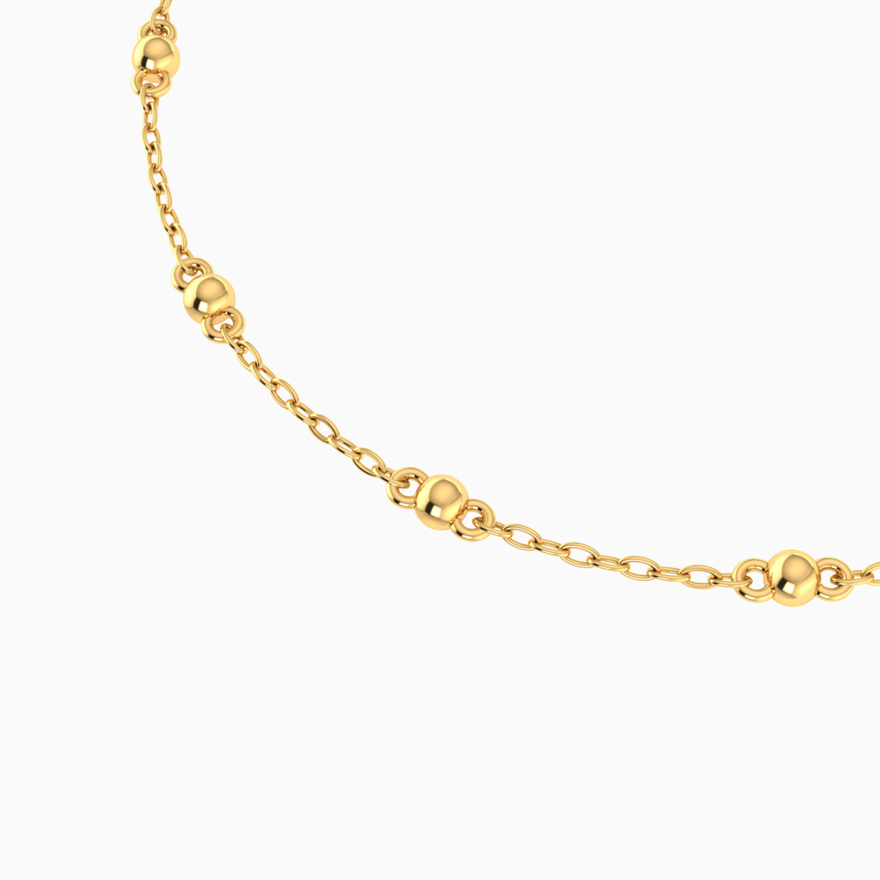 Beads Chain Bracelet in 14K Gold - 3 Beads Chain Bracelet in 14K Gold - 3