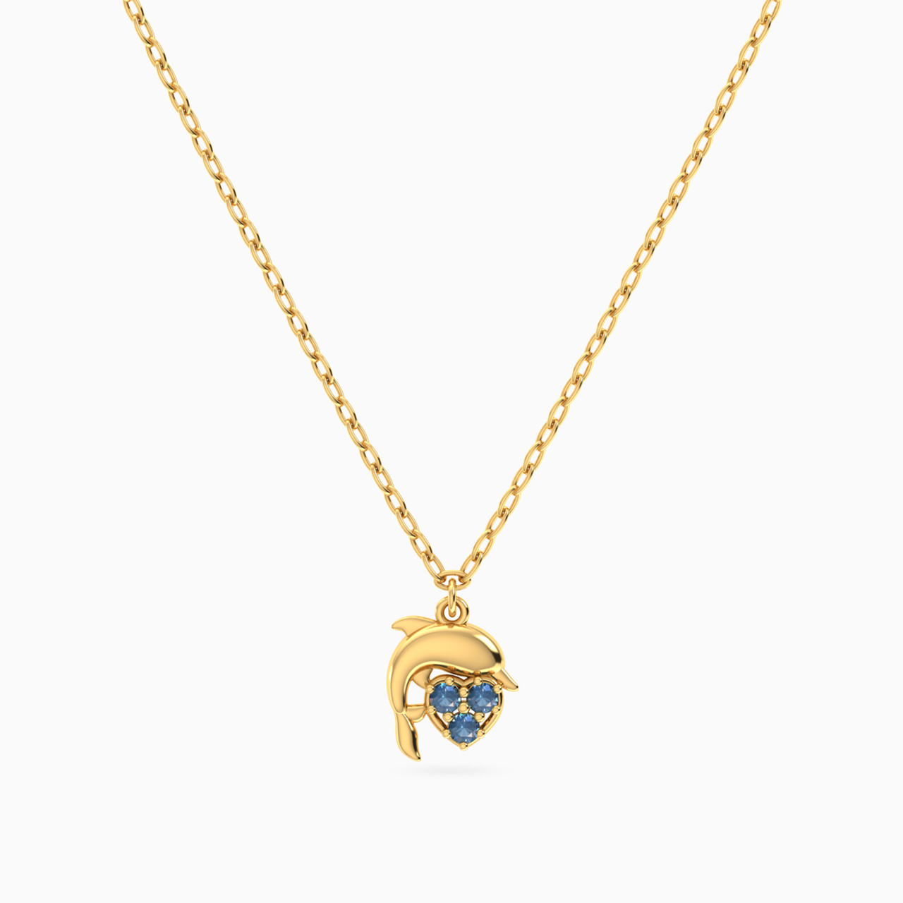 Kids Dolphin Blue Stone Necklace in 14K Gold Kids Dolphin Blue Stone Necklace in 14K Gold