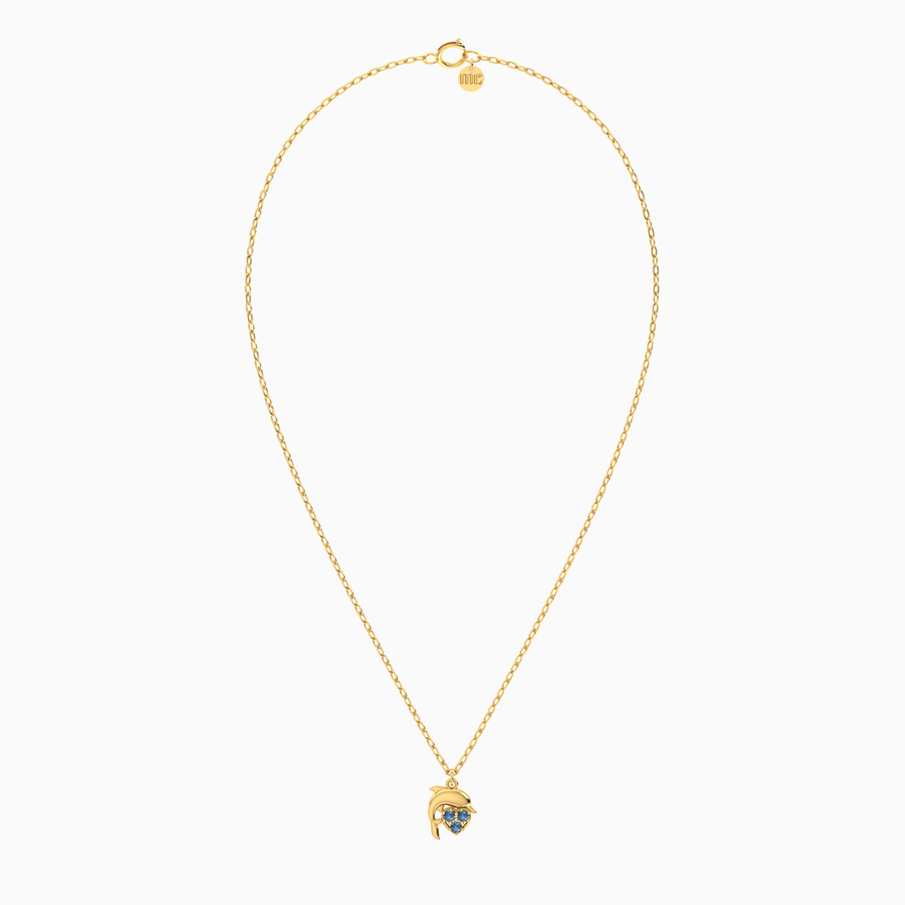 Kids Dolphin Blue Stone Necklace in 14K Gold - 2 Kids Dolphin Blue Stone Necklace in 14K Gold - 2