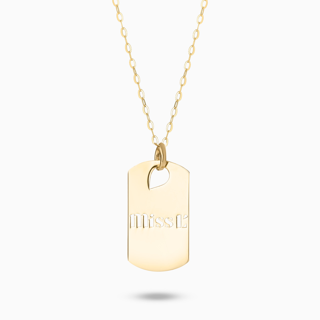 Brand Tag Necklace In 14K Gold Brand Tag Necklace In 14K Gold