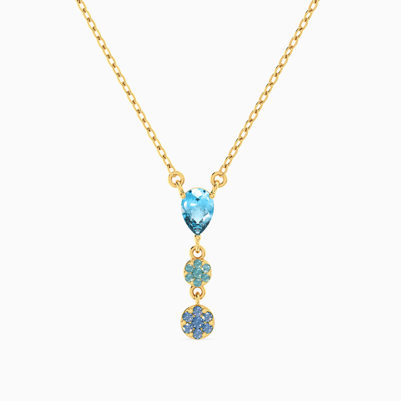 Pear Blue Stones Necklace In 18K Gold Pear Blue Stones Necklace In 18K Gold