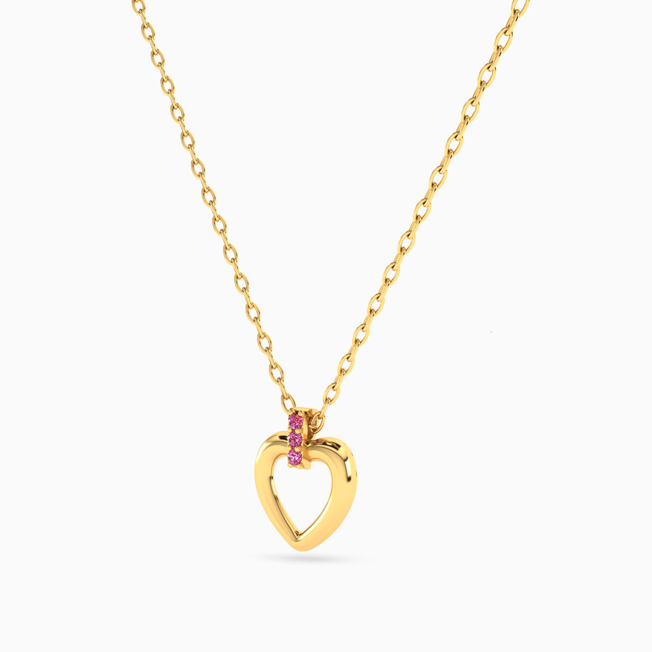 Heart Rose Stone Necklace In 14K Gold - 2 Heart Rose Stone Necklace In 14K Gold - 2