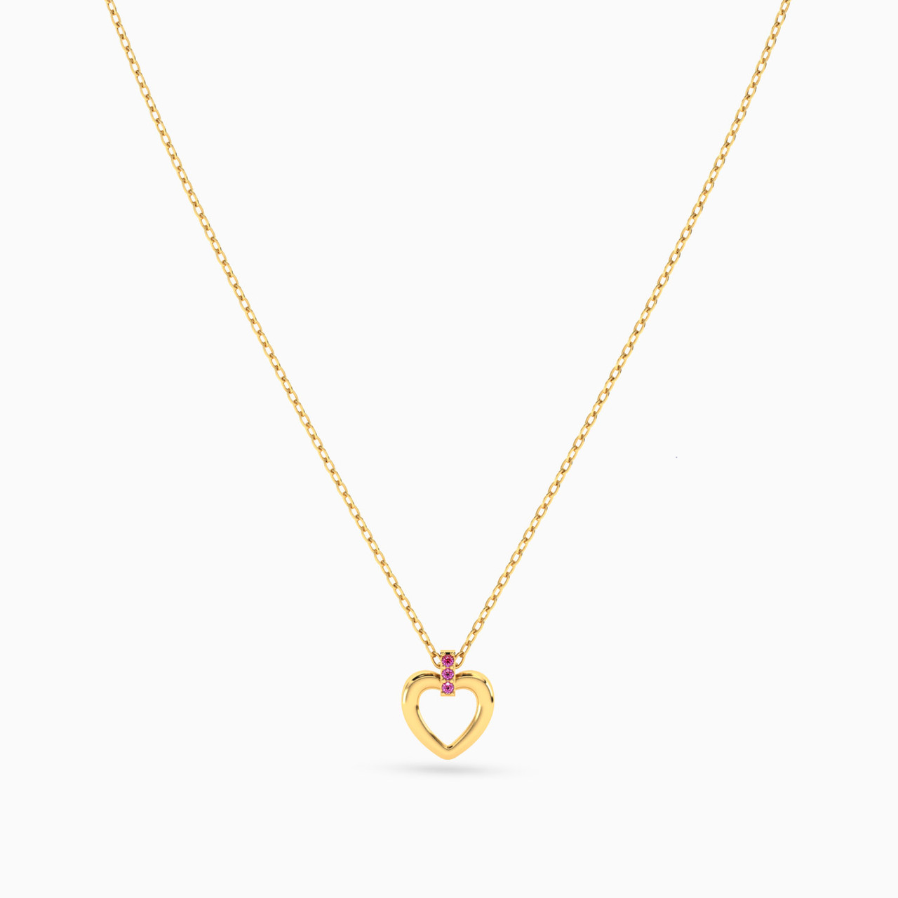 Heart Rose Stone Necklace In 14K Gold - 3 Heart Rose Stone Necklace In 14K Gold - 3
