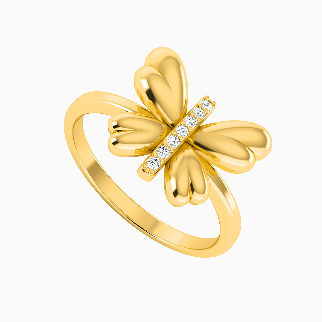Butterfly Diamonds Ring in 18K Gold - 2 Butterfly Diamonds Ring in 18K Gold - 2