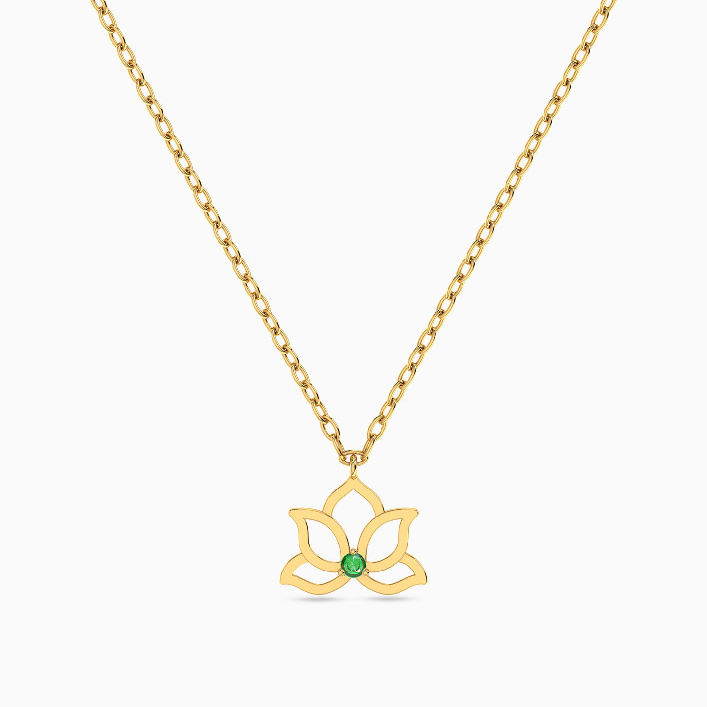 Lotus Green Stones Necklace In 14K Gold Lotus Green Stones Necklace In 14K Gold