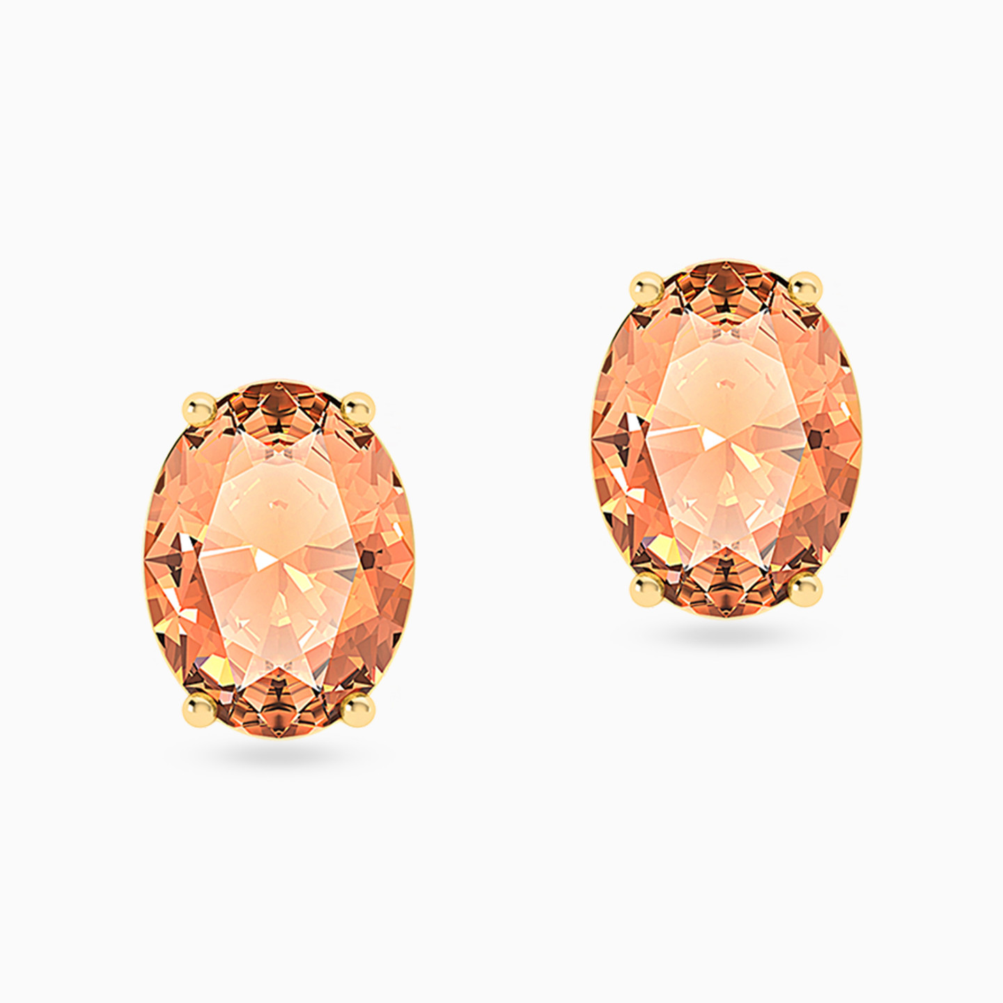 18K Gold Colored Stones Stud Earrings