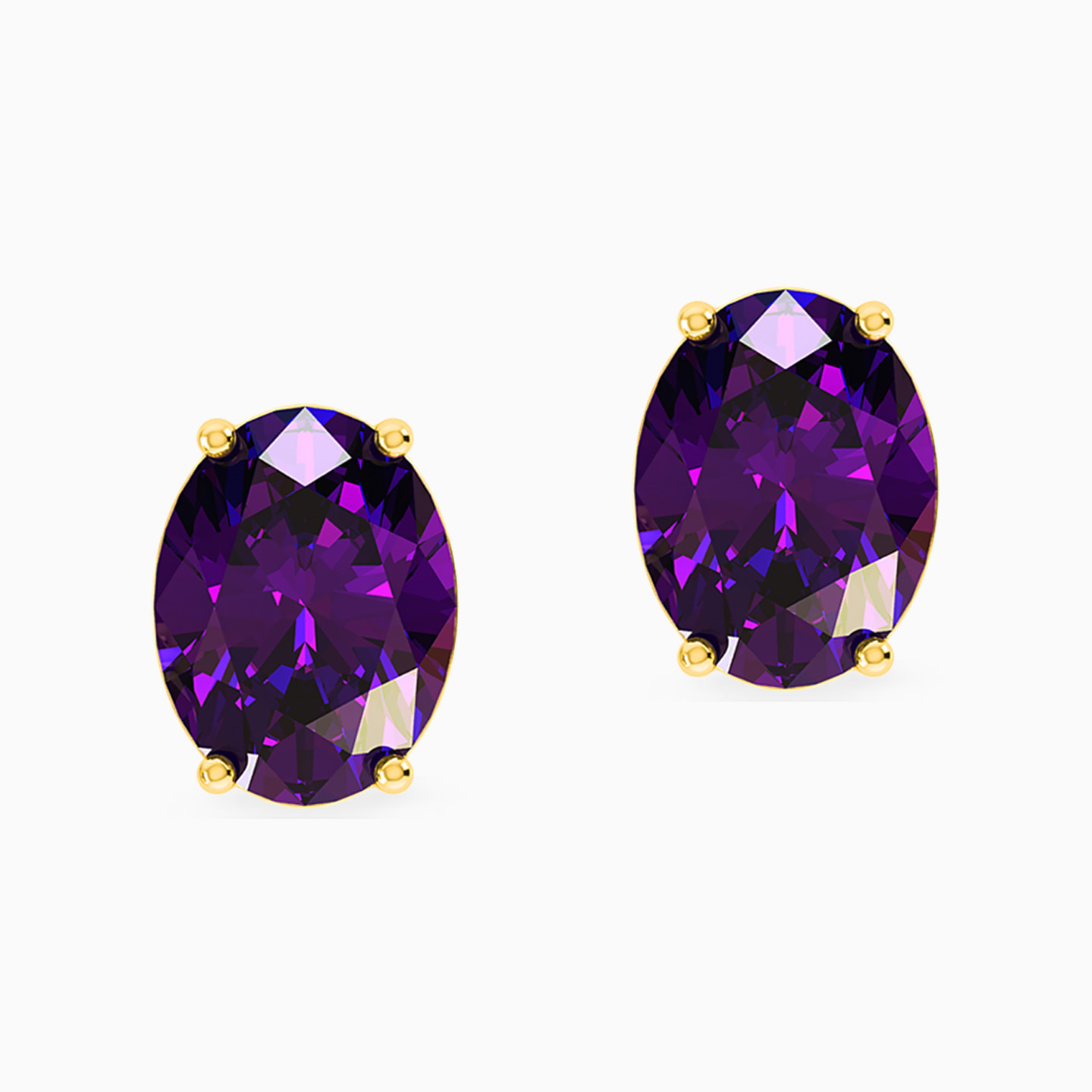 18K Gold Colored Stones Stud Earrings