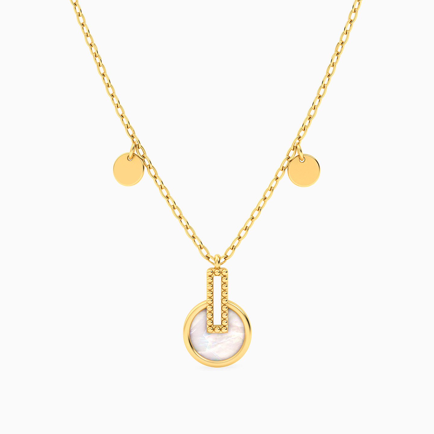 Circle Pearls Chain Necklace in 18K Gold