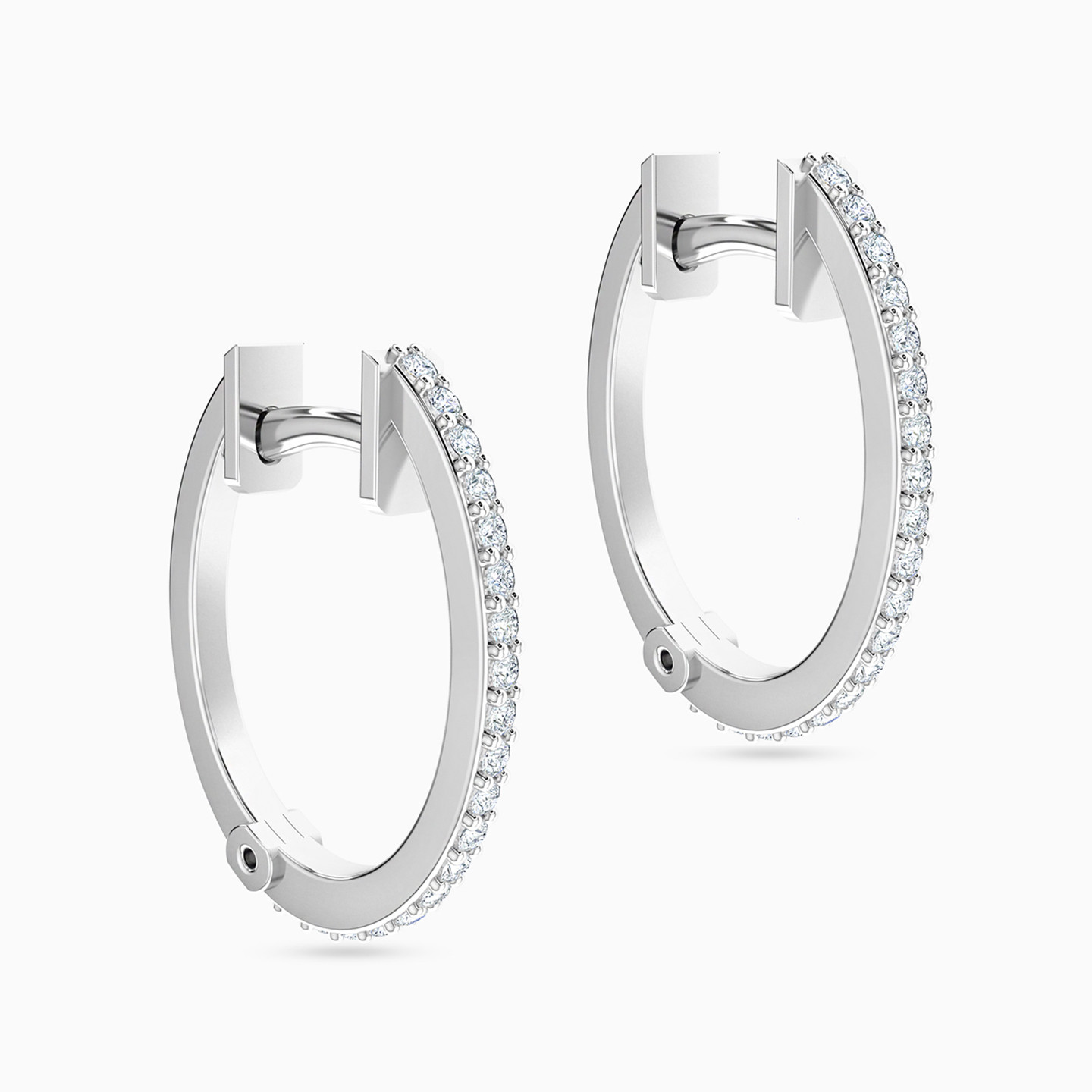 أقراط دائرية ذهب عيار 18 قيراط مزينة بالألماس - 2 أقراط دائرية ذهب عيار 18 قيراط مزينة بالألماس - 2