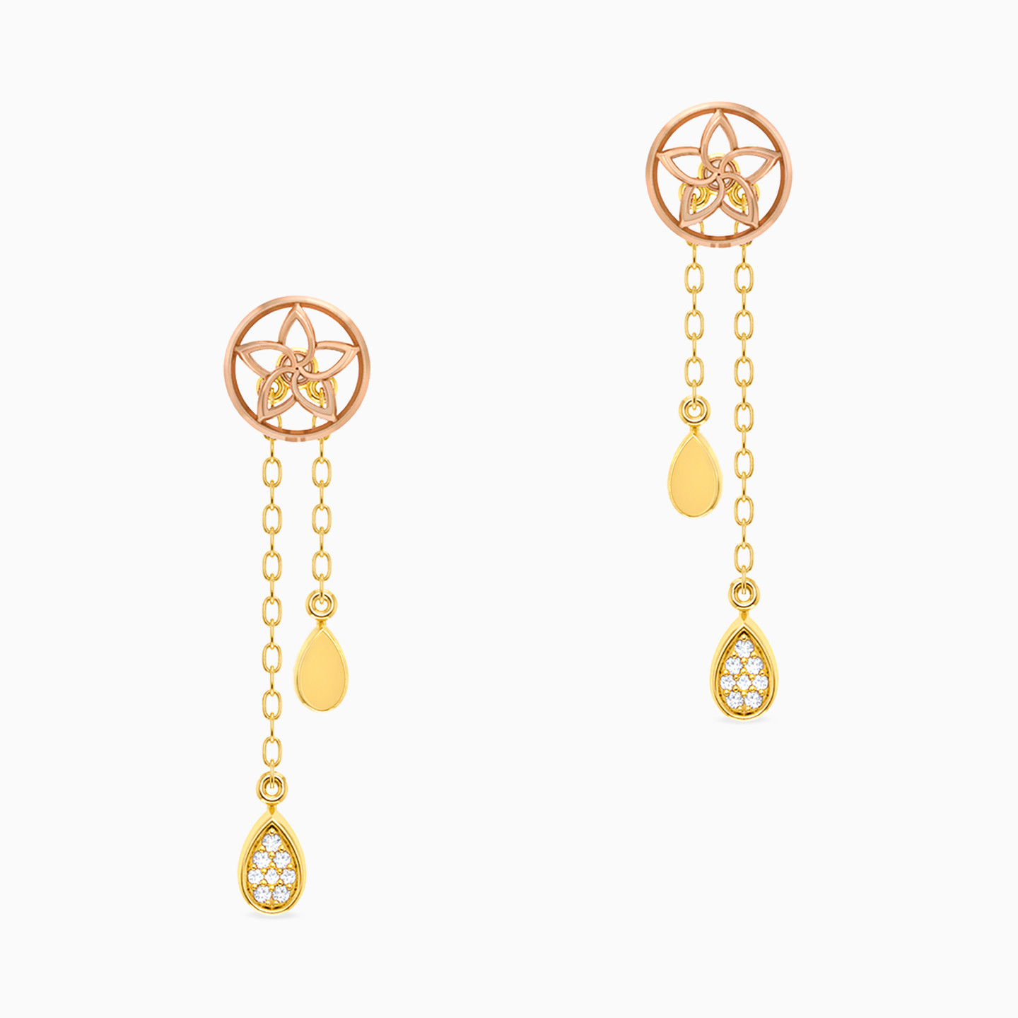 18K Gold Diamond Drop Earrings