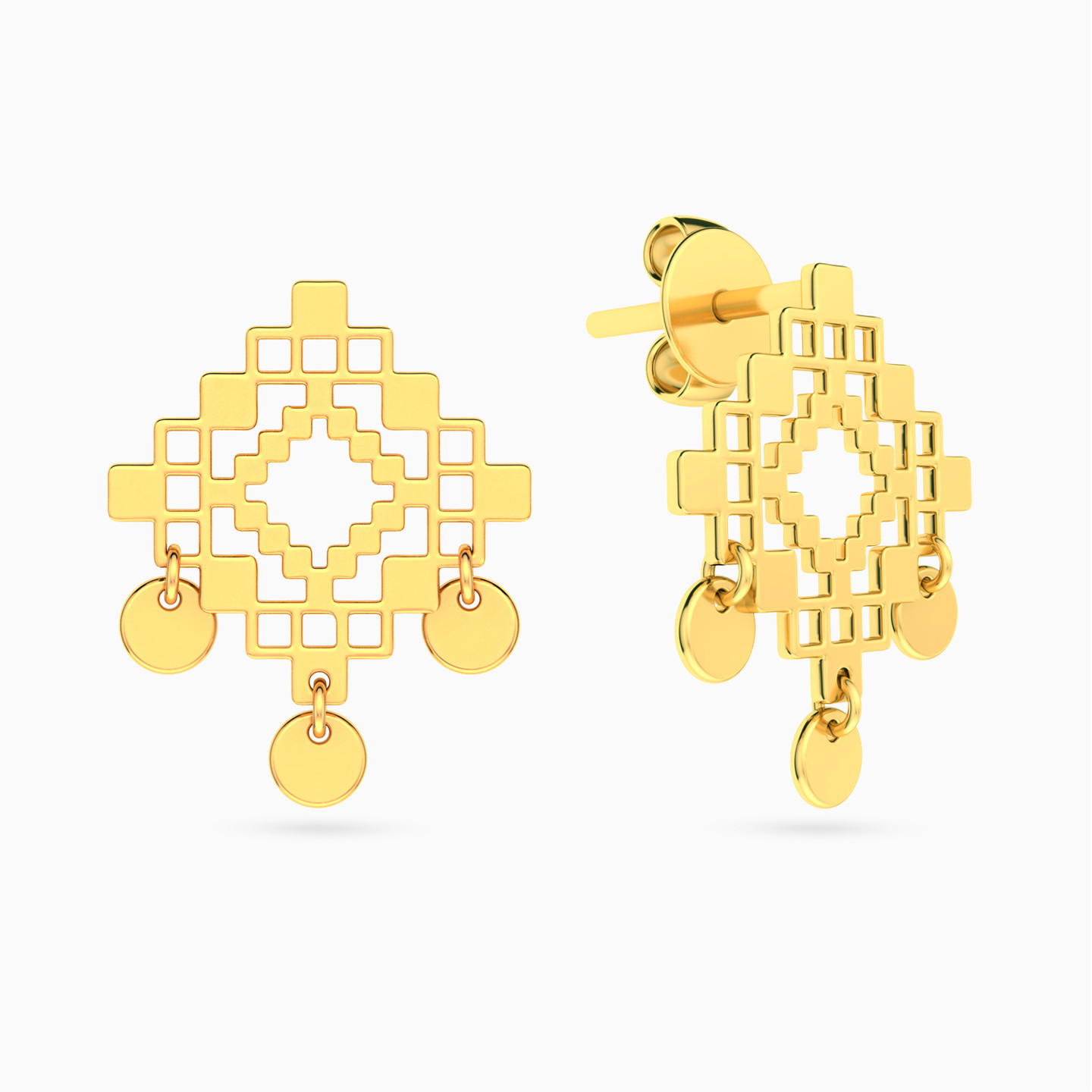 18K Gold Stud Earrings - 2