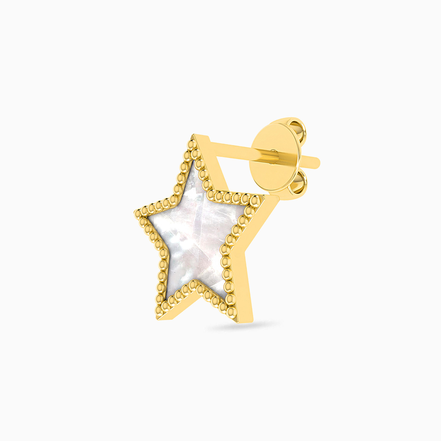 أقراط صغيرة ذهب نجمة عيار 18 قيراط مزينة باللؤلؤ - 3 أقراط صغيرة ذهب نجمة عيار 18 قيراط مزينة باللؤلؤ - 3