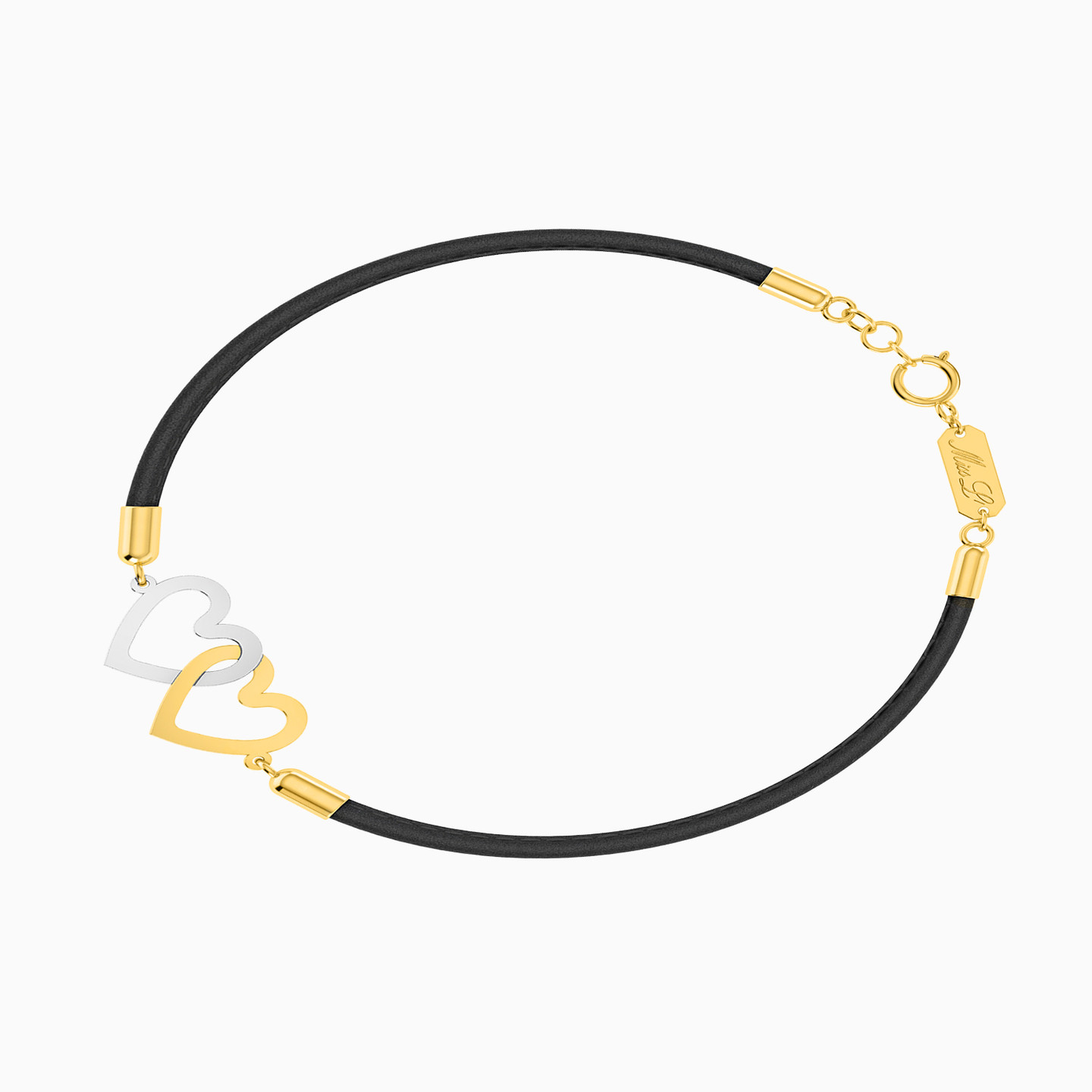 Leather Bracelet Heart Pendant in 18K Gold - 2 Leather Bracelet Heart Pendant in 18K Gold - 2