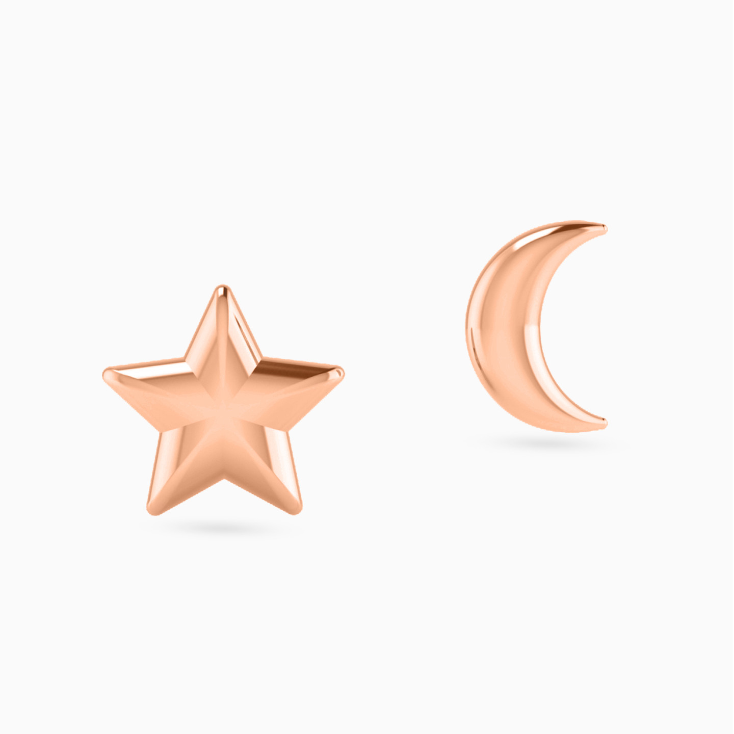 Star & Moon Stud Earrings in 18K Gold