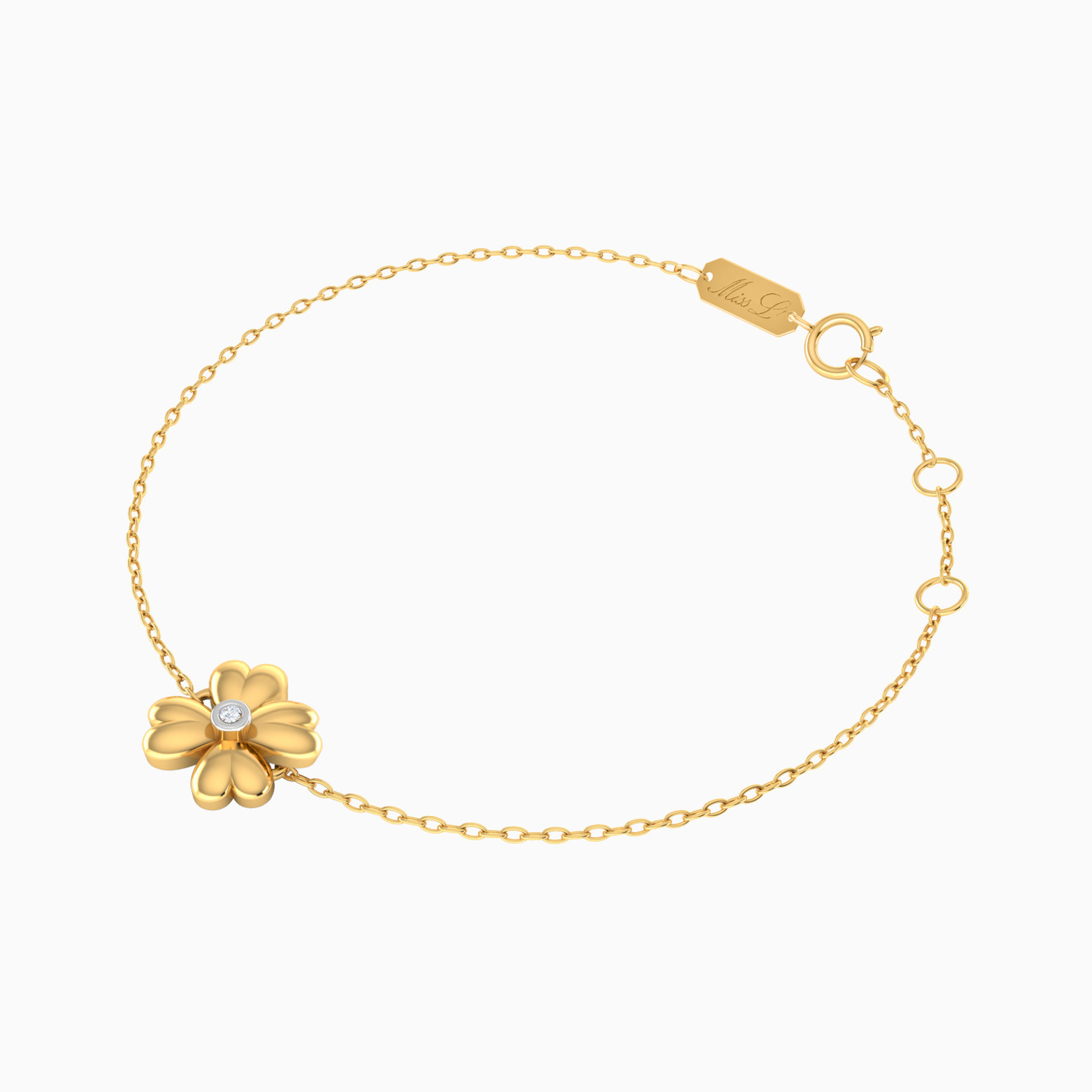 Flower Diamonds Chain Bracelet in 18K Gold - 2