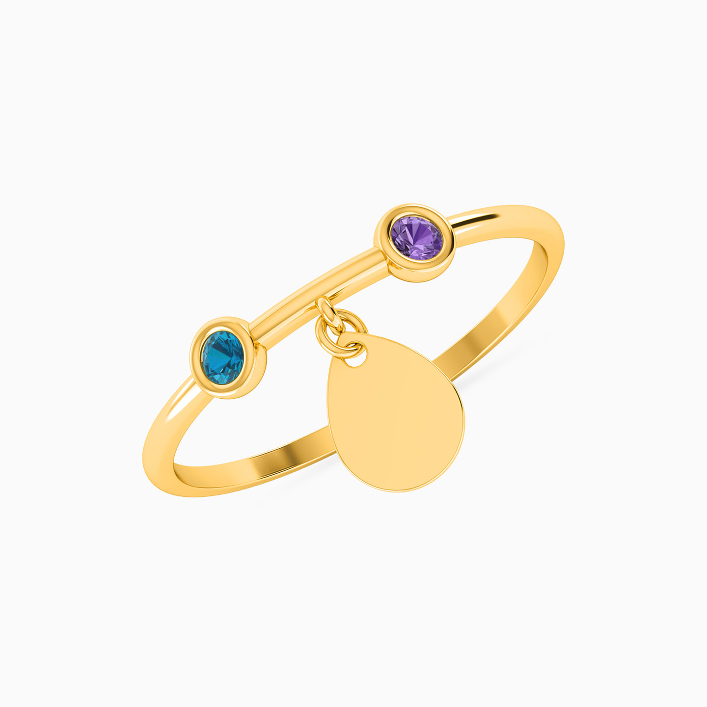 Pear Colored Stones Full Set in 18K Gold (4 Pieces) - 4 Pear Colored Stones Full Set in 18K Gold (4 Pieces) - 4