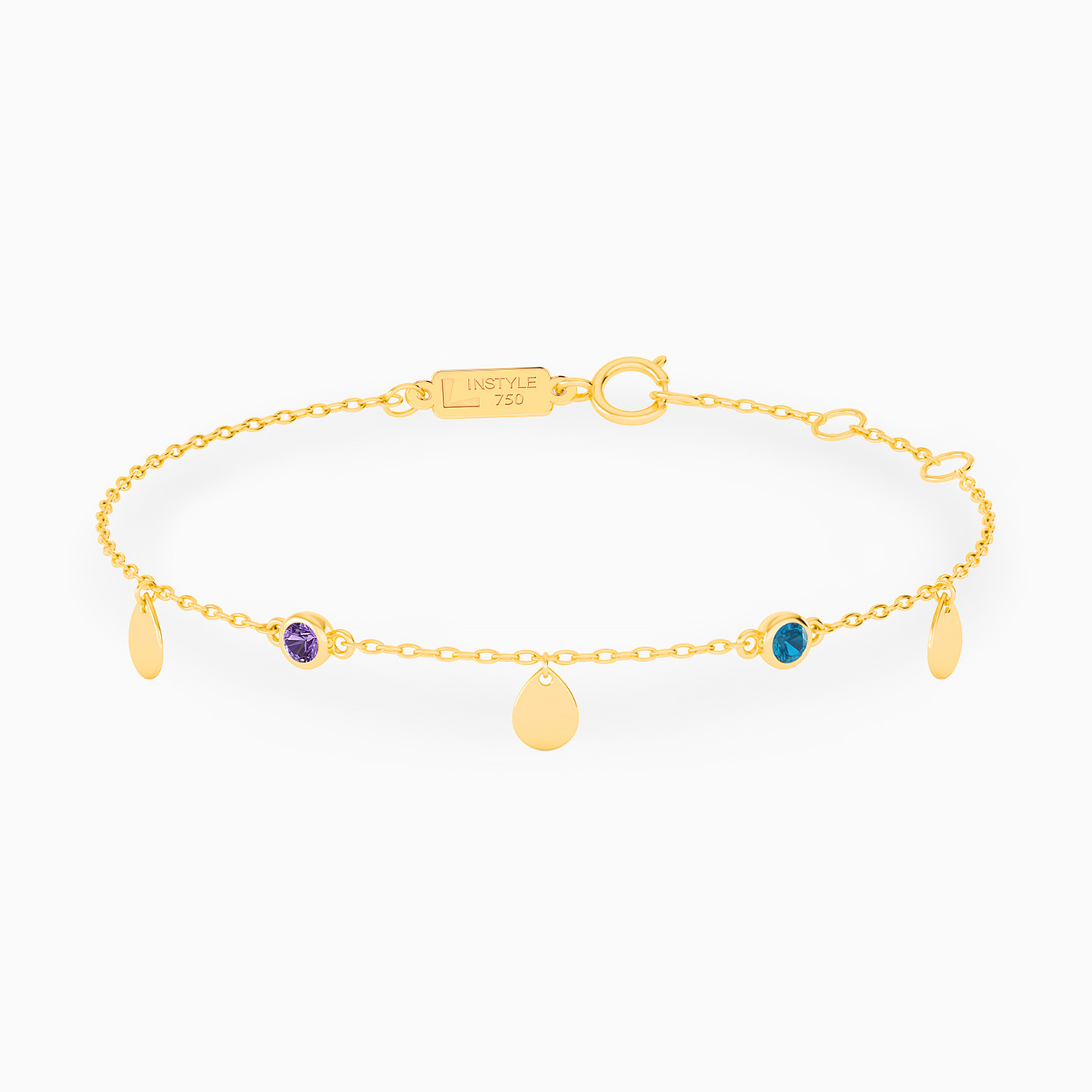 Pear Colored Stones Full Set in 18K Gold (4 Pieces) - 3 Pear Colored Stones Full Set in 18K Gold (4 Pieces) - 3