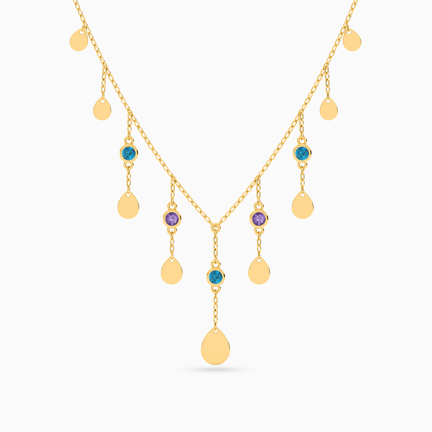 Pear Colored Stones Full Set in 18K Gold (4 Pieces) - 2