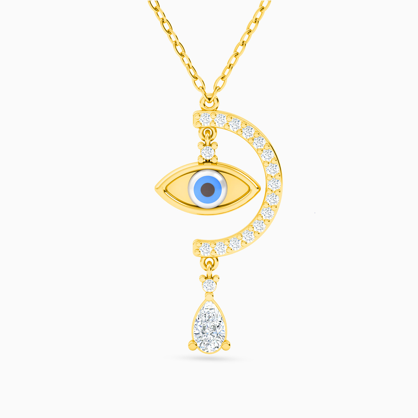 Evil Eye Colored Stones Necklace in 18K Gold | L'azurde Egypt