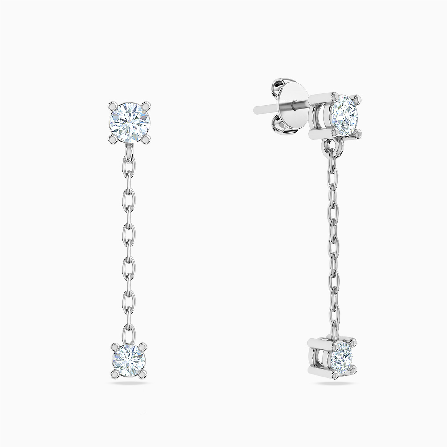 18K Gold Diamond Drop Earrings - 2