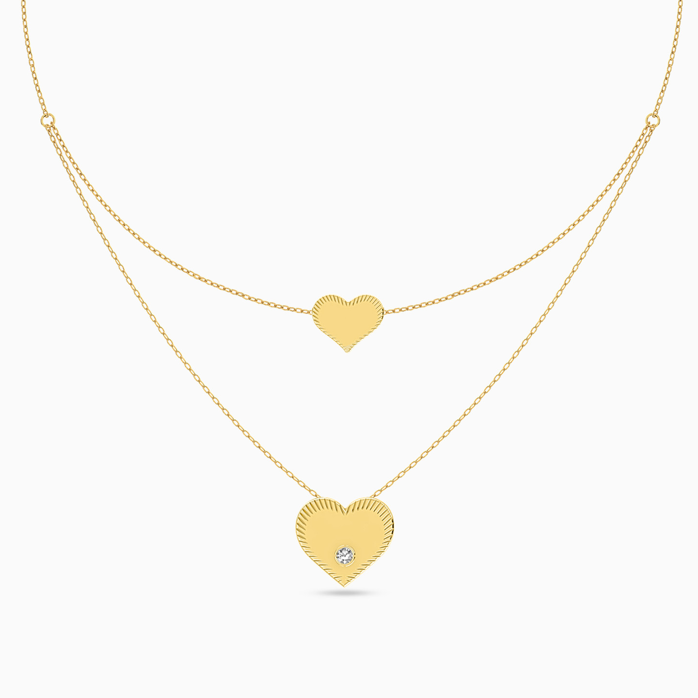 Heart Layered Necklace in 18K Gold - 2 Heart Layered Necklace in 18K Gold - 2