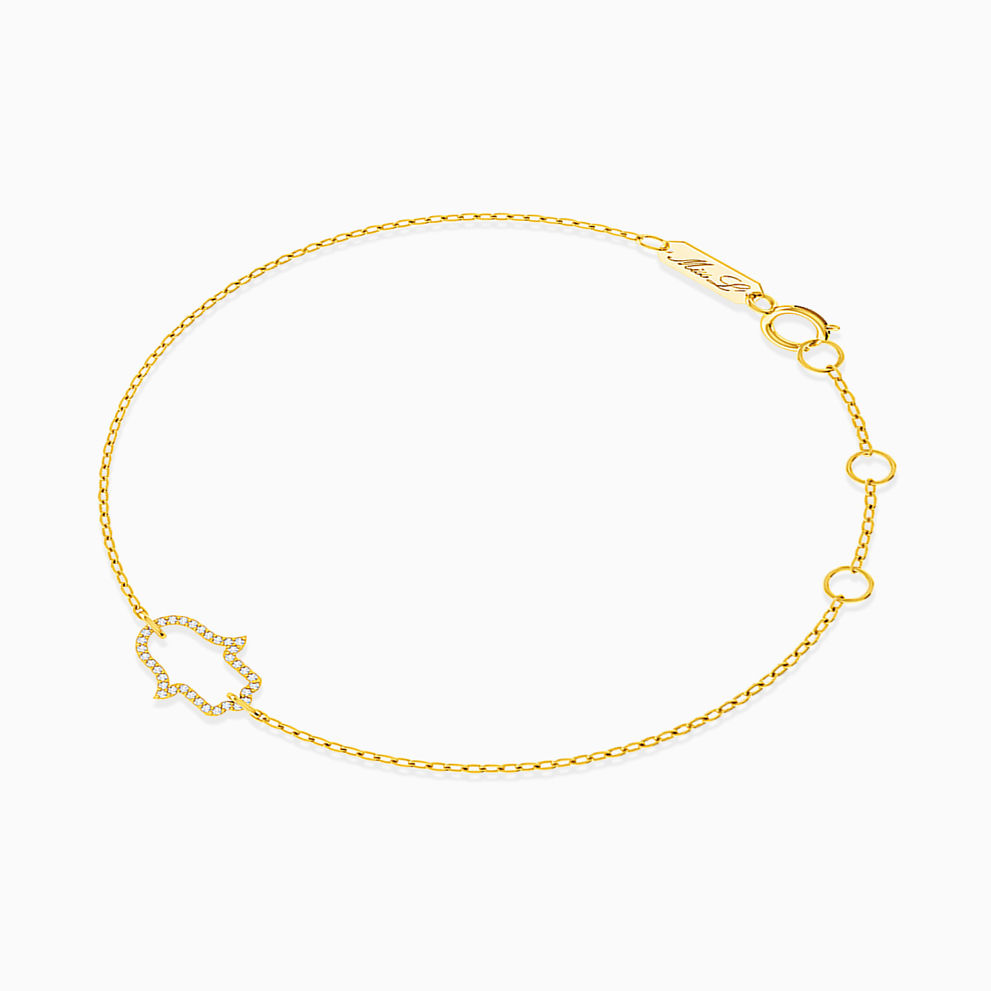 Hamsa Diamonds Chain Bracelet in 18K Gold - 2