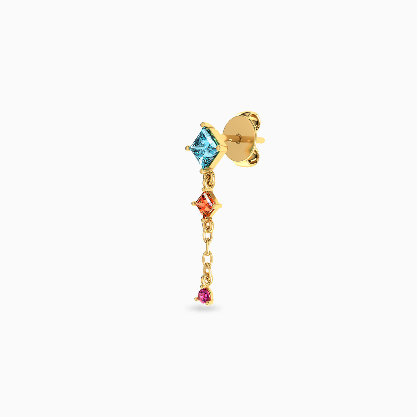 18K Gold Colored Stones Drop Earrings - 3